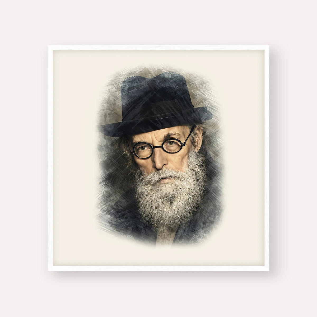 Chazon Ish, color portrait with white frame; square format example