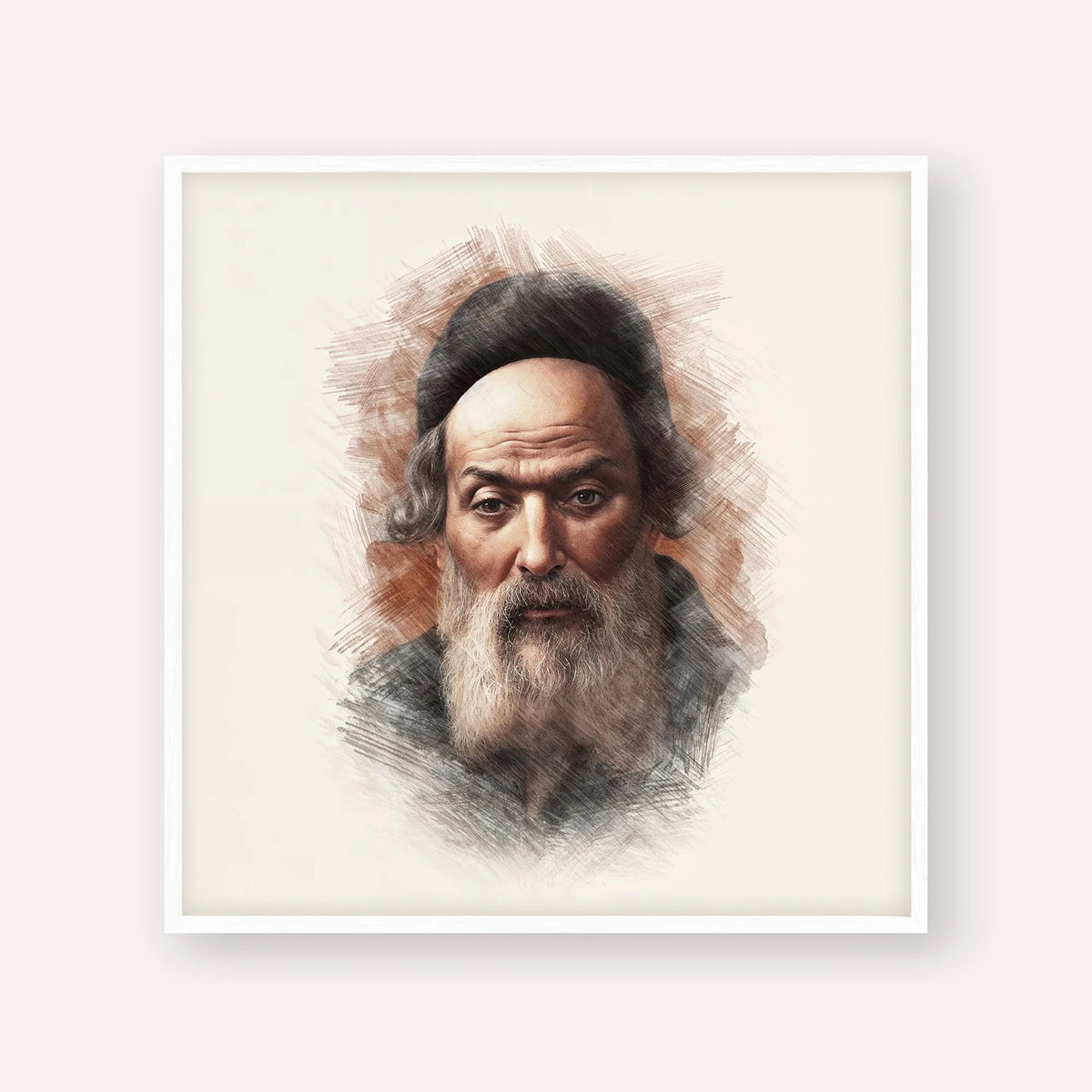 Chofetz Chaim, color portrait with white frame; square format example