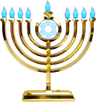 Gold classic LED menorah with a Star of David medallion