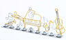 Wire menorah with piano, violin, horns and music notes