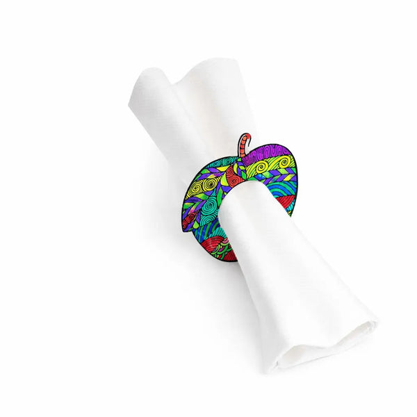 Color it Acrylic Apple Napkin Rings — hero shot | Judaica Square Lakewood