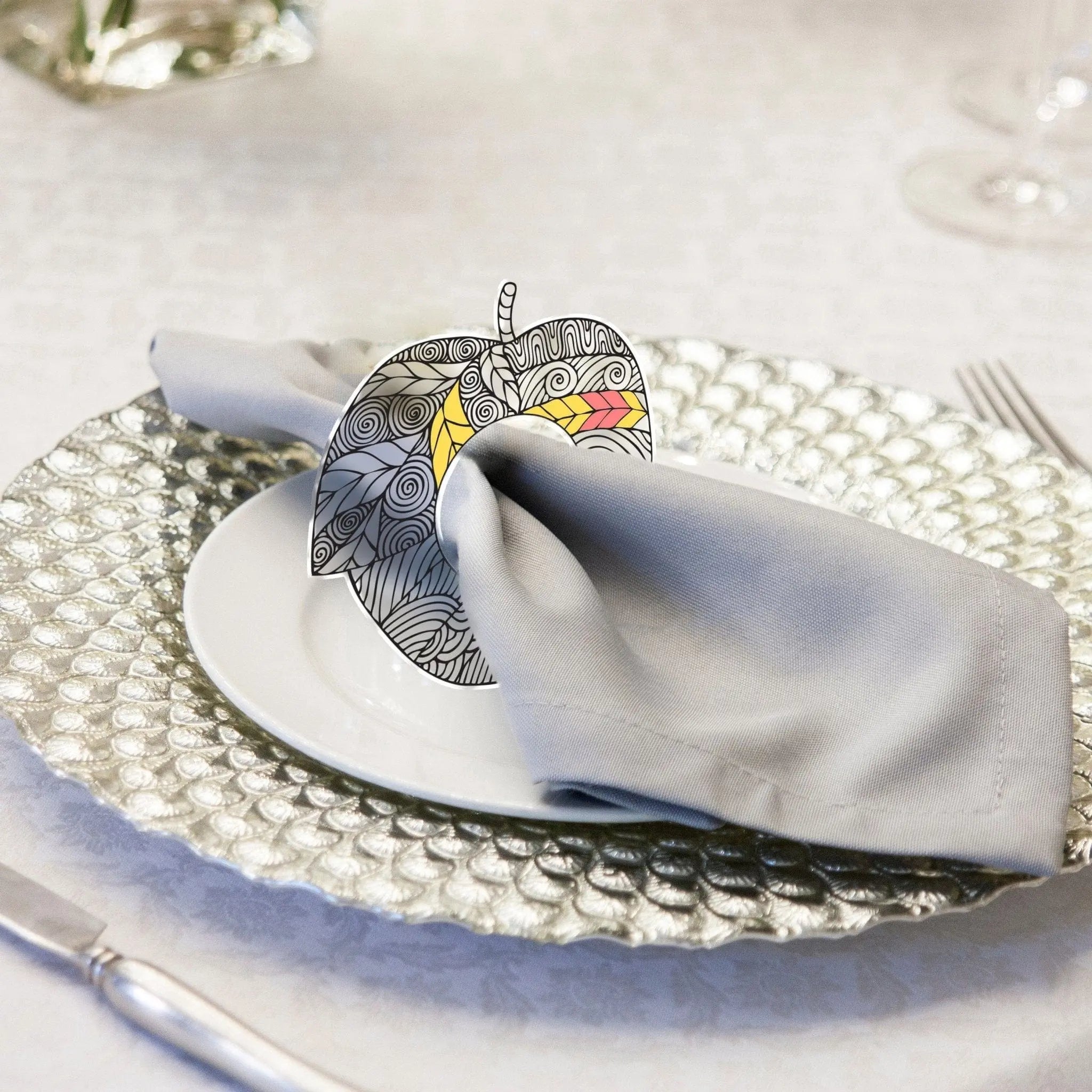 Color it Acrylic Apple Napkin Rings — detail view | Judaica Square Lakewood