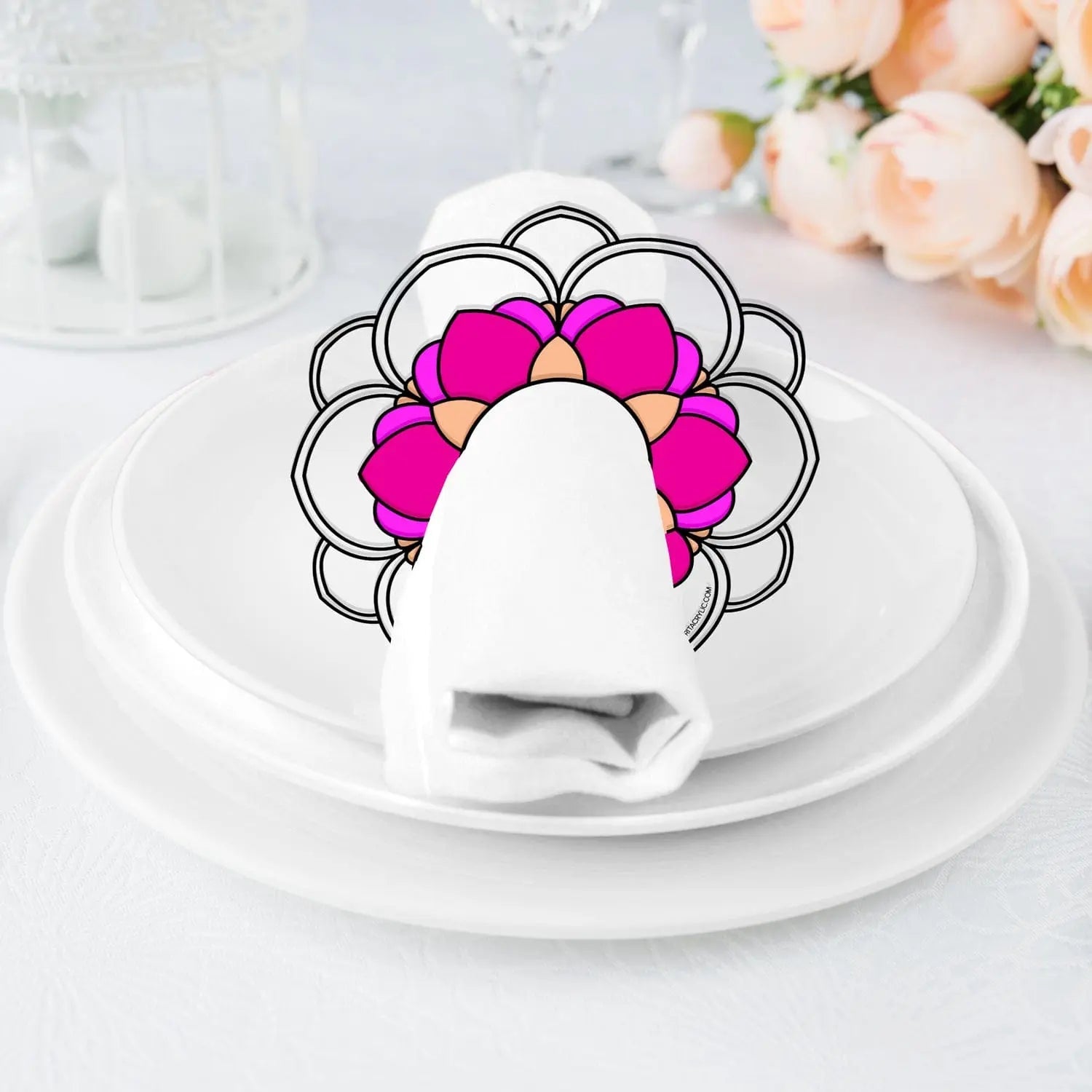 Color it Acrylic Floral Napkin Rings — detail view | Judaica Square Lakewood