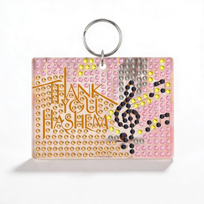 Diamond Art Thank You Hashem Keychain — lucite | Judaica Square Lakewood