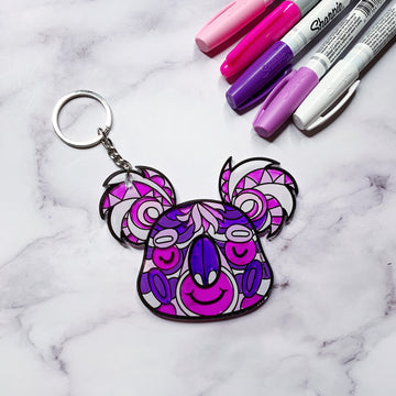 Color it Acrylic Koala Keychain — lucite Color-In Card
