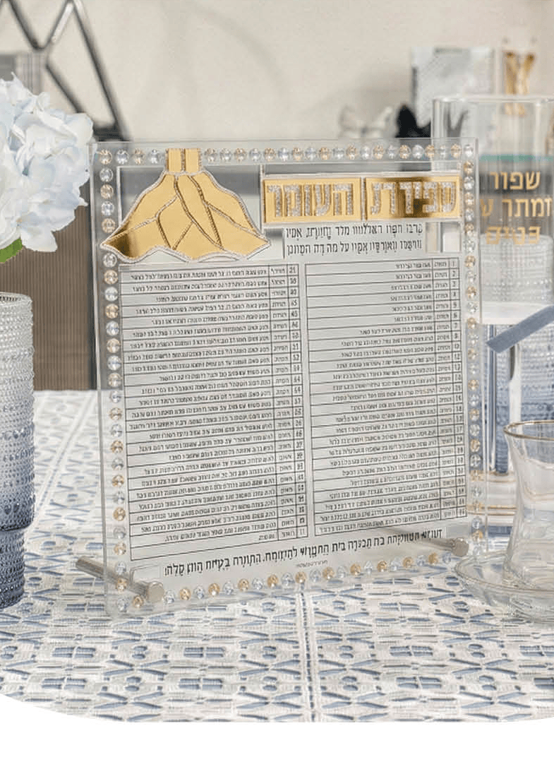 Color it Acrylic Mosaic Sefiras Haomer Tabletop — detail view | Judaica Square Lakewood