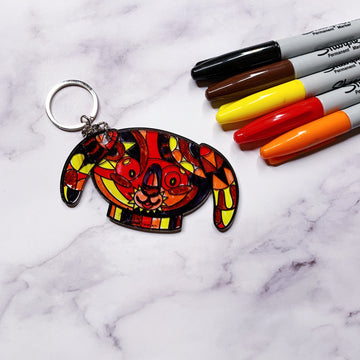 Color it Acrylic Puppy Keychain — lucite Color-In Card