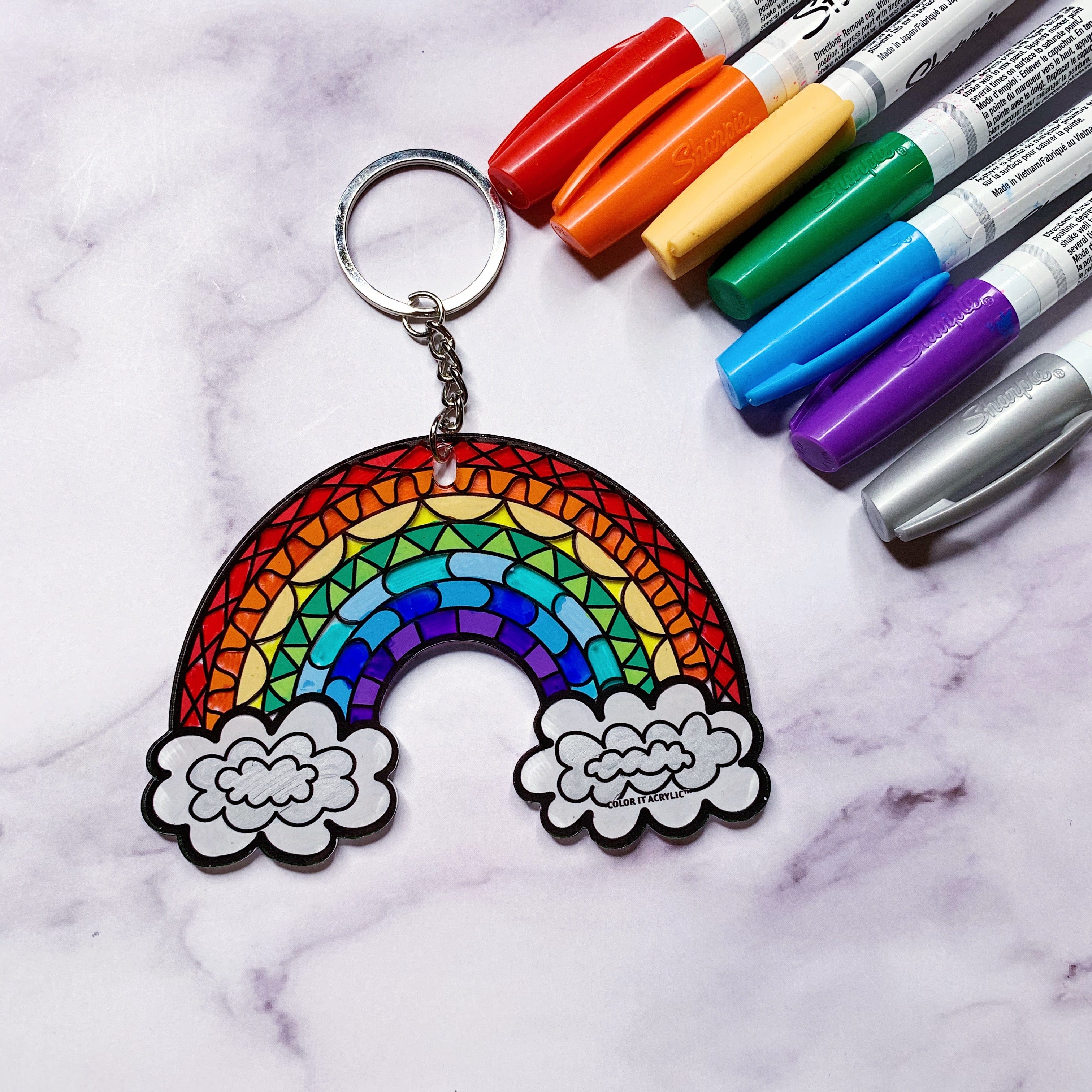 Color it Acrylic Rainbow Keychain — Acrylic | Judaica Square Lakewood