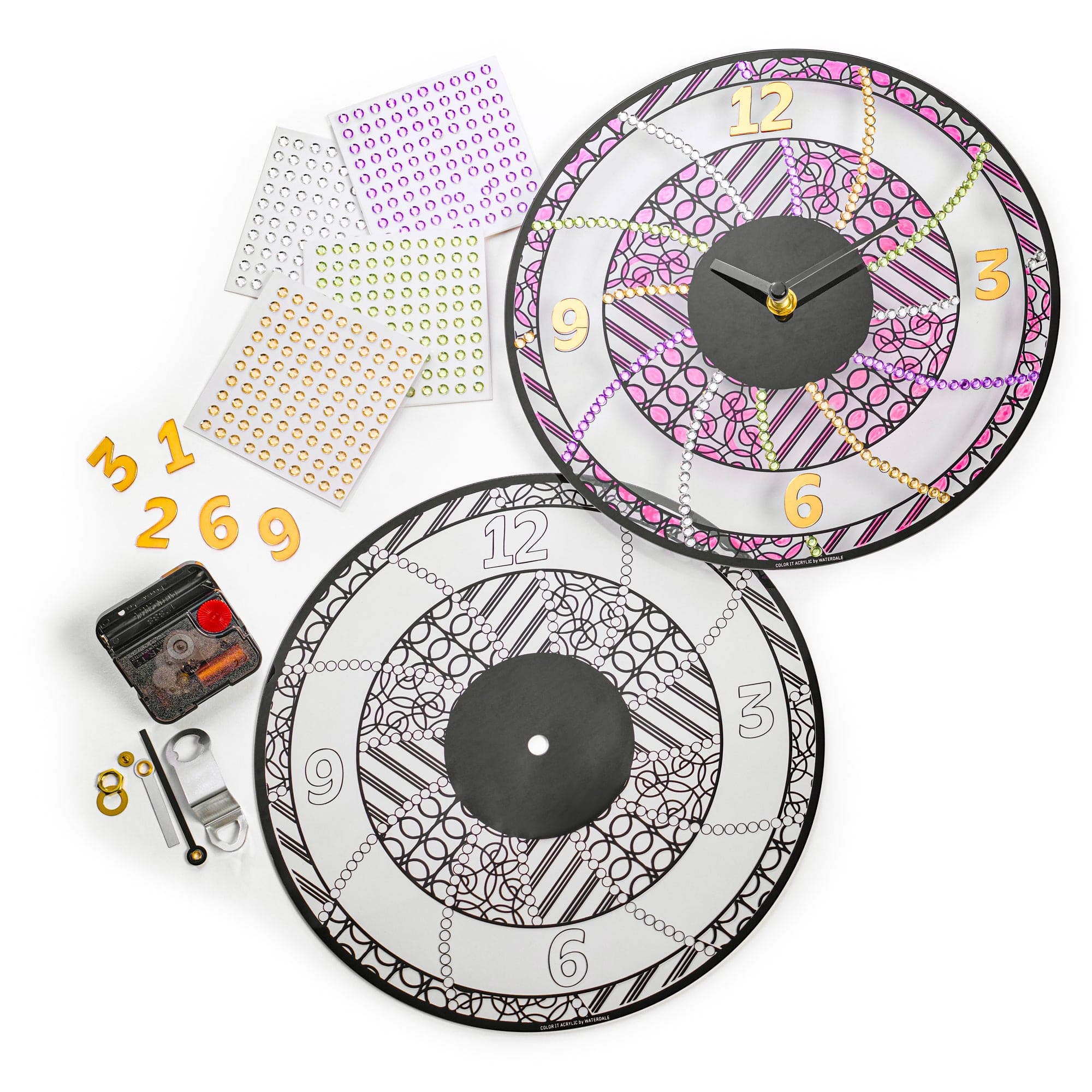 Color it Acrylic Rhinestone Clock — hero shot | Judaica Square Lakewood