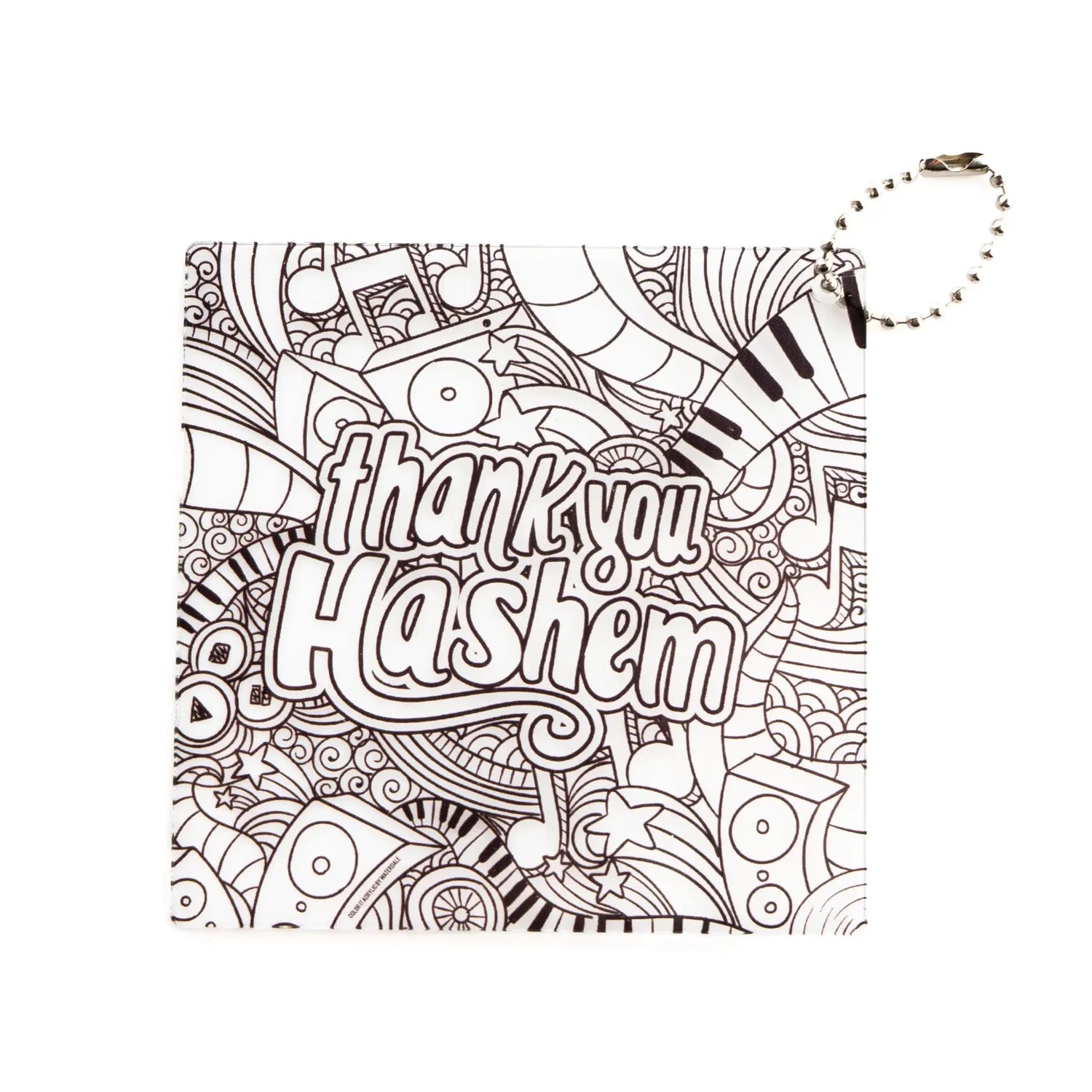 Color It Acrylic Thank You Hashem Music Keychain — lucite Color-In Card | Judaica Square Lakewood