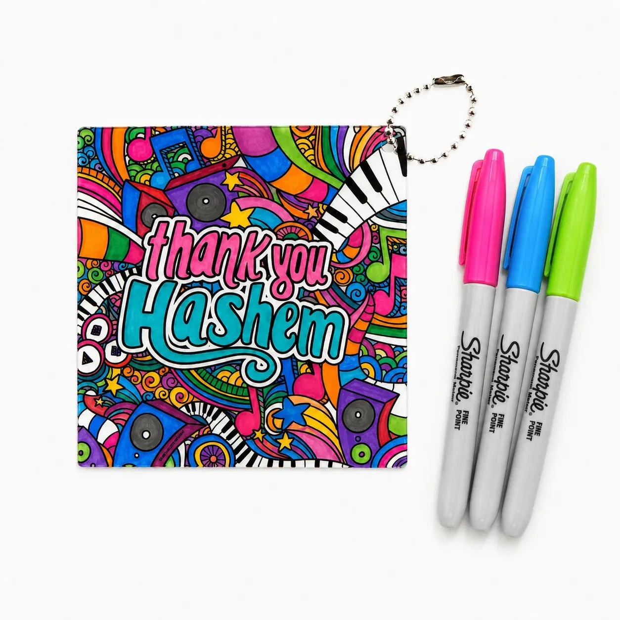 Color It Acrylic Thank You Hashem Music Keychain — Acrylic Keychain | Judaica Square Lakewood