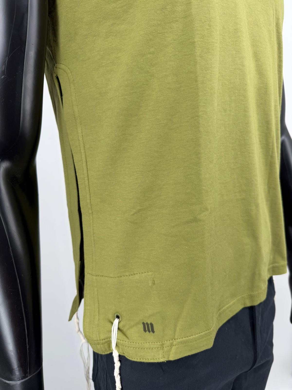 Green cotton tzitzit tank top back view