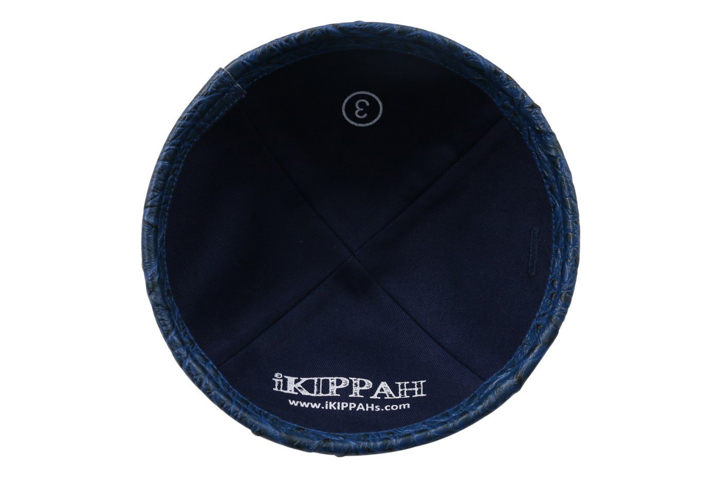 Close-up of Leather Kippah lining and stitching