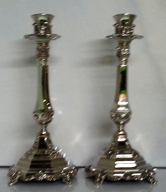 Large Nickel plated candlesticks (CS-701501)