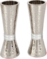 Emanuel Conical Shaped Hammered Candlesticks-- Silver Rings (EM-CSJ4)