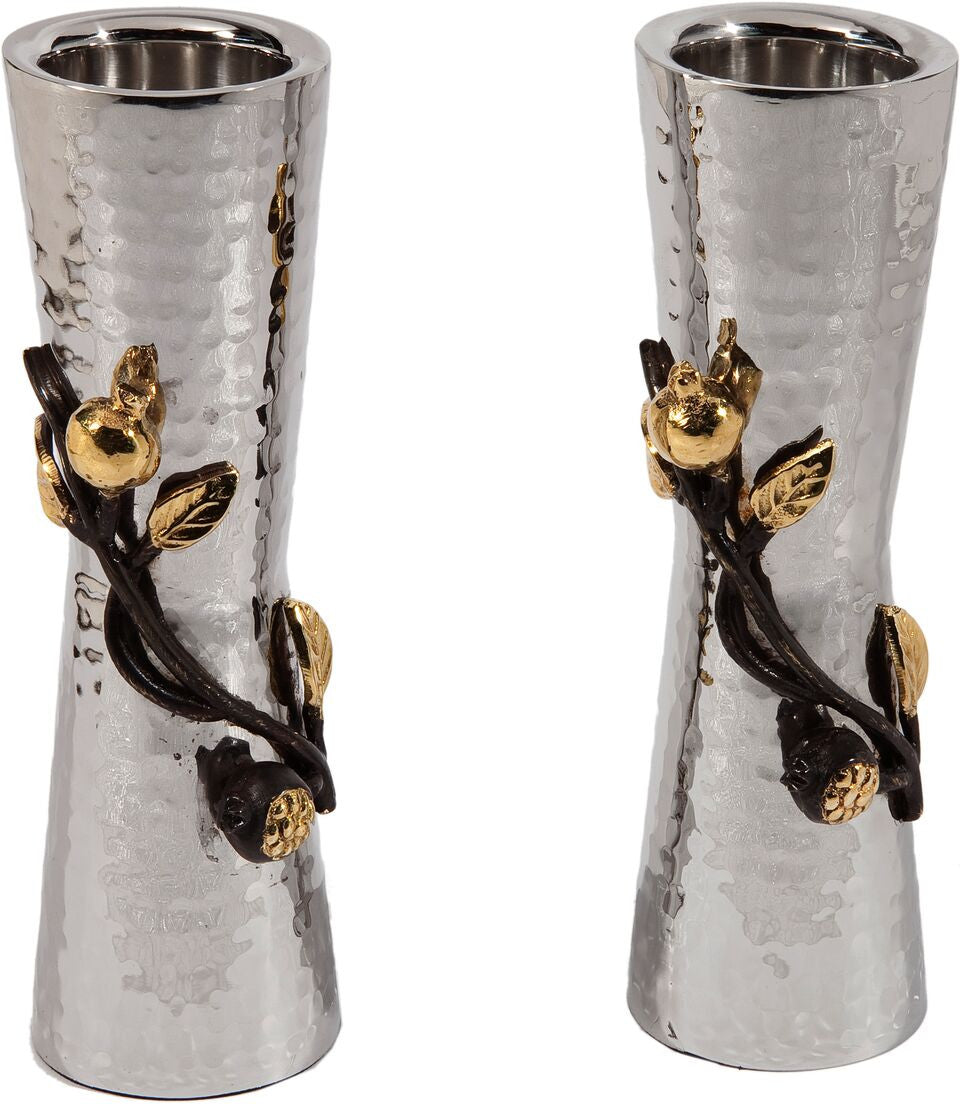Emanuel Large Hammered Candlesticks with Pomegranate Branch (EM-CSZ1)