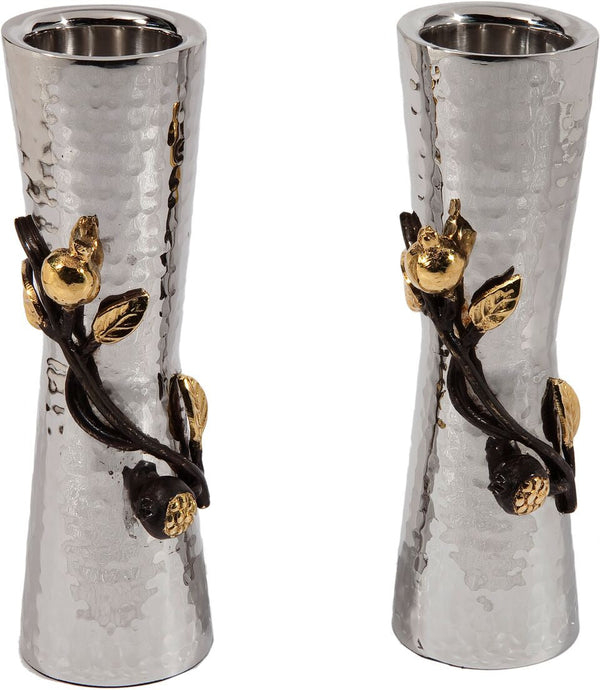 Emanuel Large Hammered Candlesticks with Pomegranate Branch (EM-CSZ1)