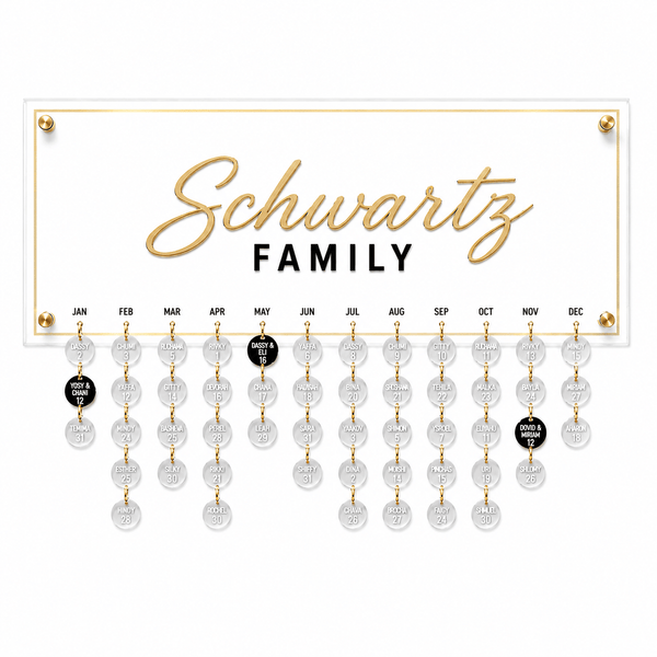 Custom Family Occasion Calendar — Personalized Lucite Calendar | Judaica Square Lakewood