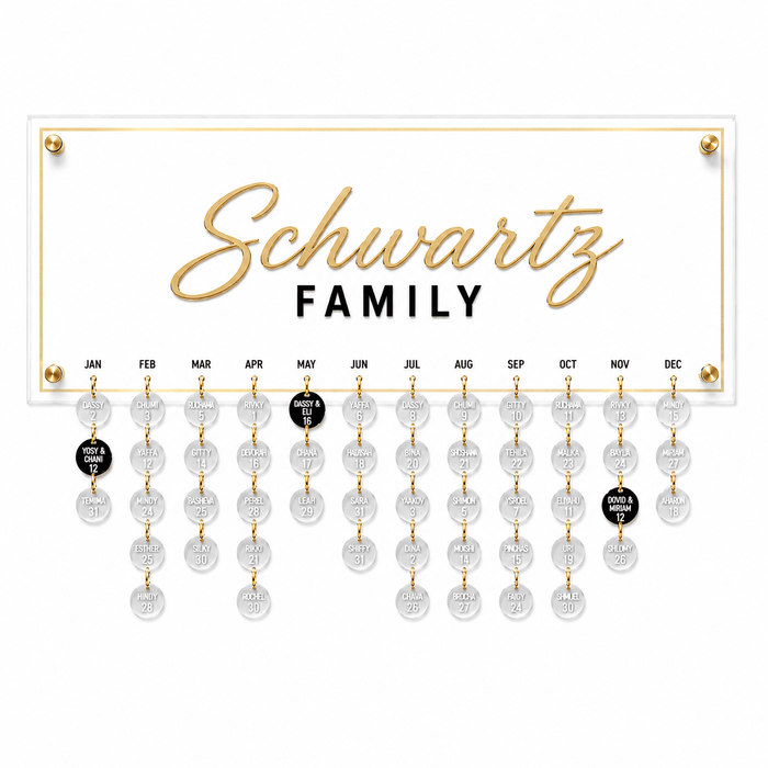 Custom Family Occasion Calendar - Personalized Lucite Calendar, Waterdale Collection — Judaica | Judaica Square Lakewood
