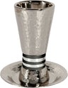 Emanuel Hammered Kiddush Cup Cone Shape-- Black Rings (EM-CUT4)