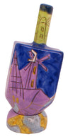 Ceramic Karshi Dreidel + Stand  - Jerusalem (DR-5941)
