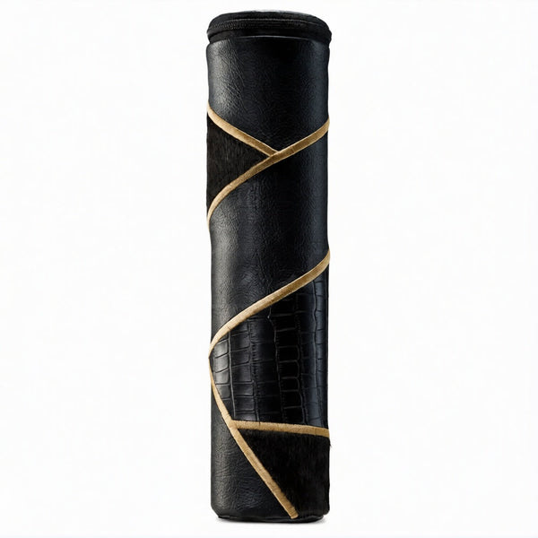 Upscale Scroll Megilla Case Black Leather and Black Fur #1295