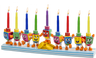 Colorful hand-painted resin Chanukah menorah with dancing dreidel figures