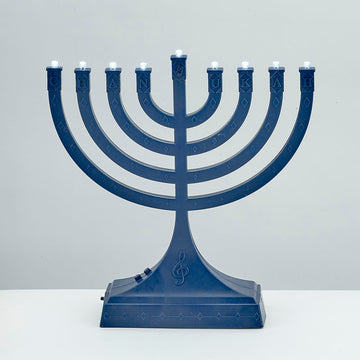 Rite Lite Navy Dancing Lights Musical Menorah, 8 x 7 Inch