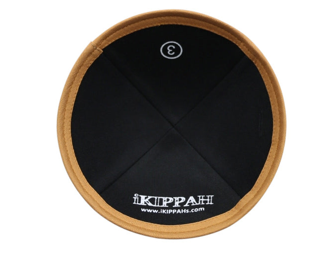 Close-up of Black Denim Kippah rim trim detail