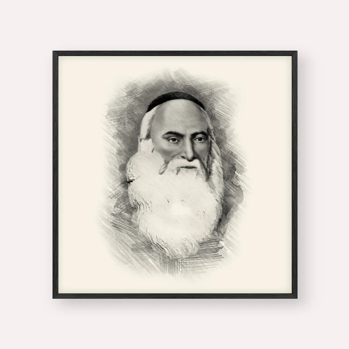 Don Isaac Abarbanel, black & white portrait with black frame; square format example