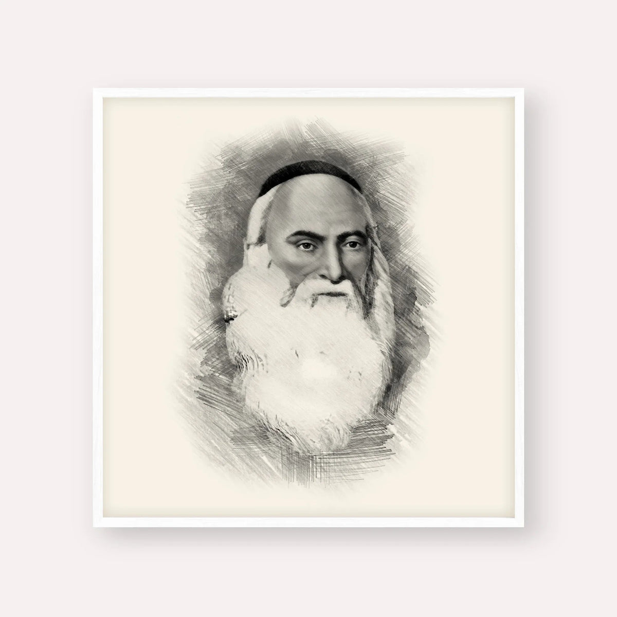 Don Isaac Abarbanel, black & white portrait with white frame; square format example