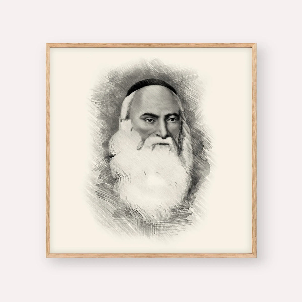 Don Isaac Abarbanel, black & white portrait with wood frame; square format example