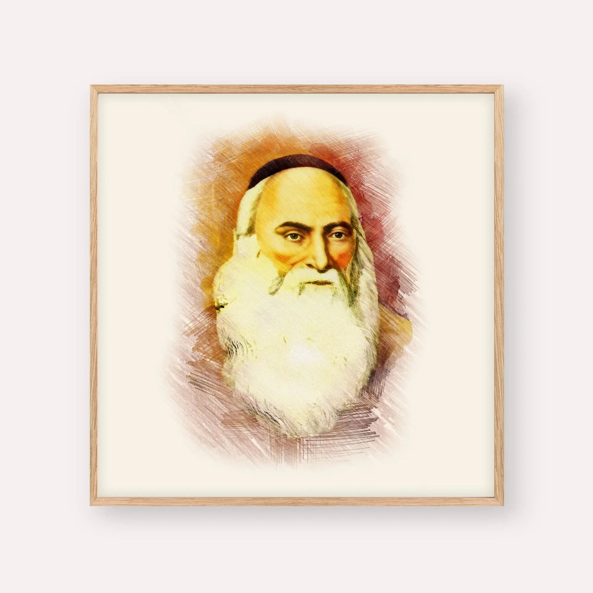 Don Isaac Abarbanel, color portrait with wood frame; square format example