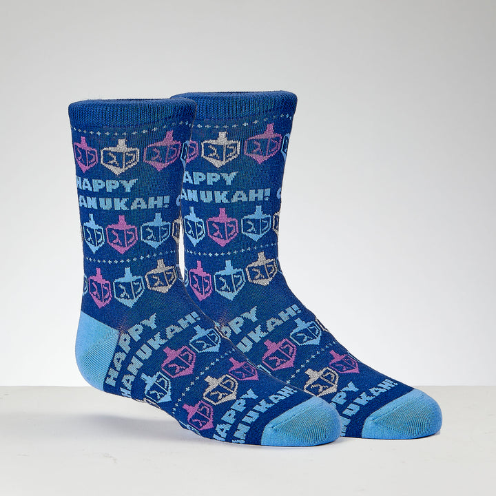 Rite Lite Chanukah Youth Crew Socks with Lurex, Happy Chanukah