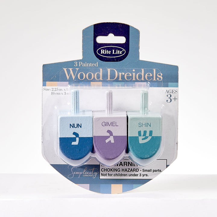Rite Lite 3 Large Colorblock Handpainted Wood Dreidels, in Simplicity