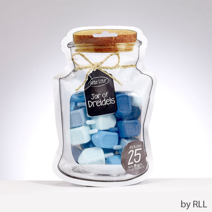 Rite Lite Jar of Dreidels, 25 Medium Plastic Dreidels, Shades of Blue