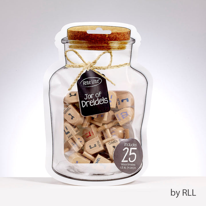 Rite Lite Jar of Dreidels, 25 Small Wood Dreidels