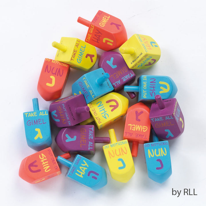 Rite Lite Large Bold Painted Wood Dreidels with English