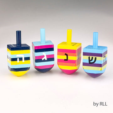 Rite Lite Striped Multicolor Hand Painted Dreidels, Wood, 2.25 Inch High