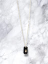 Black onyx hamsa necklace, sterling silver pendant with cubic zirconia