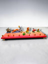 Collector’s Edition Lion King “Circle of Life” Menorah, red and pink base lined with Lion King character figures and…