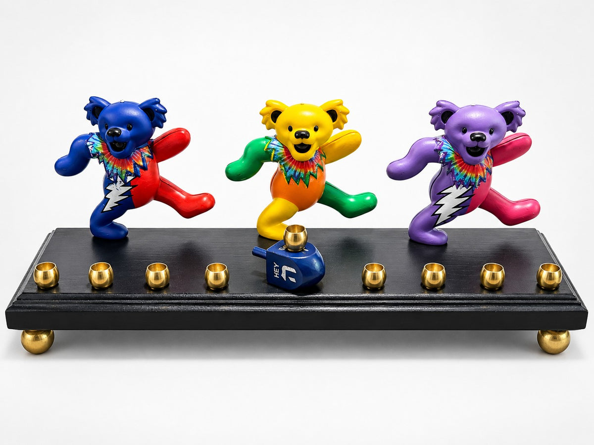 Dancing bears menorah front view on white (Classic Black)