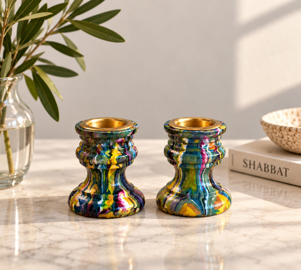 Janis, pair of psychedelic candlesticks without candles