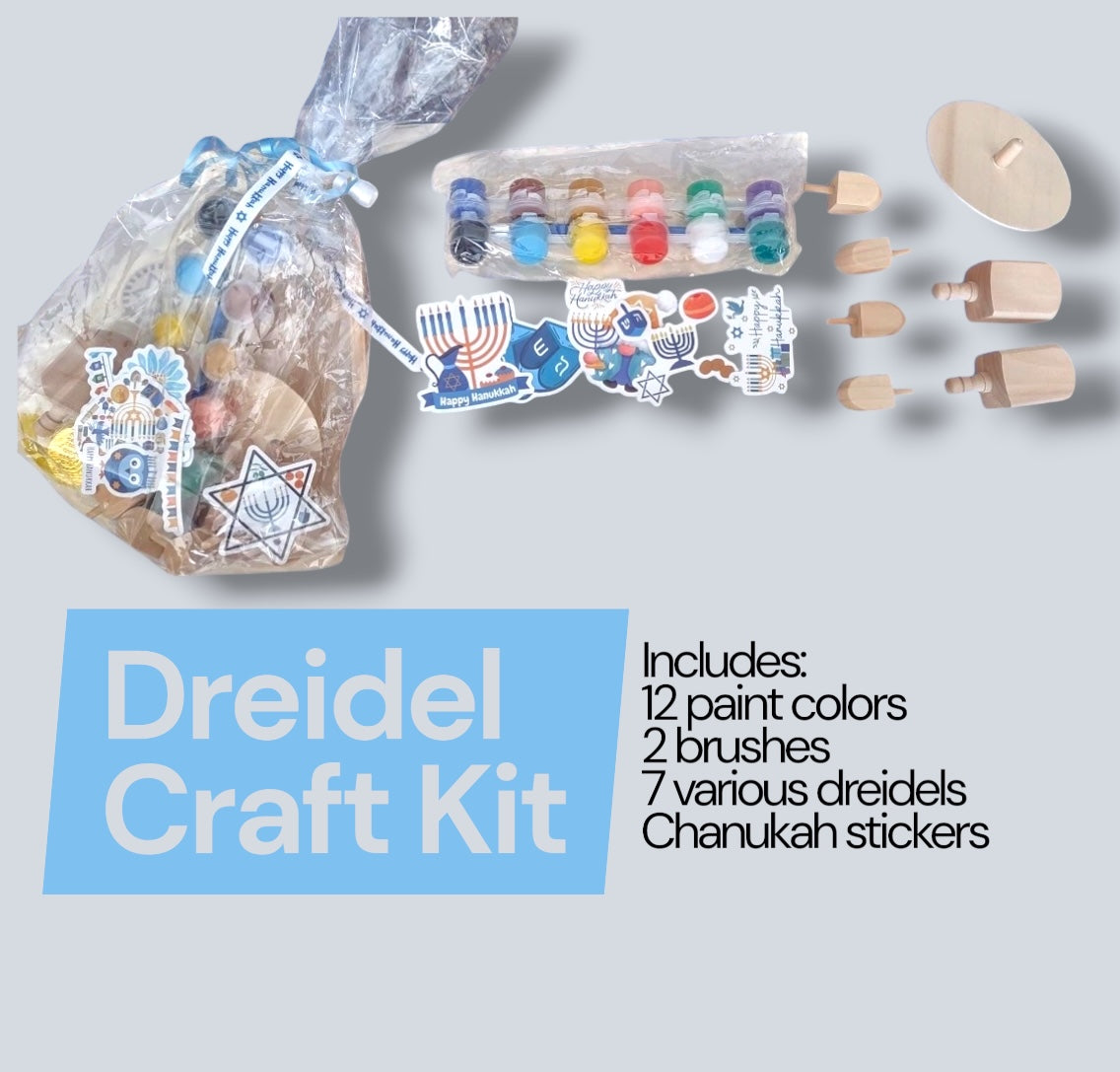 Jewish Craft Kit for Kids, Dreidel craft kit contents graphic