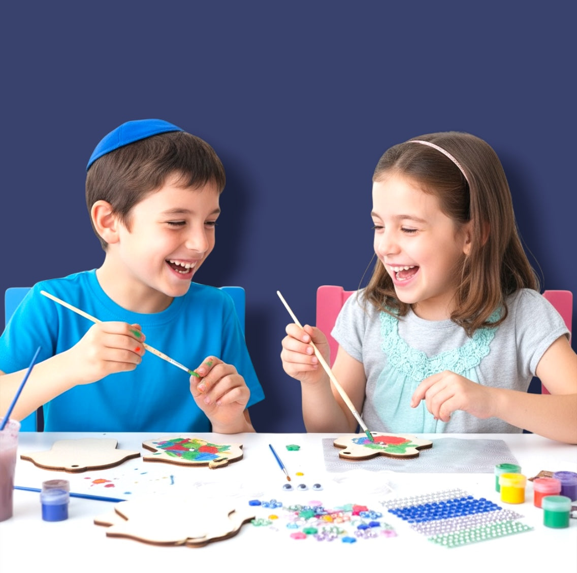Jewish Craft Kit for Kids, children painting craft pieces