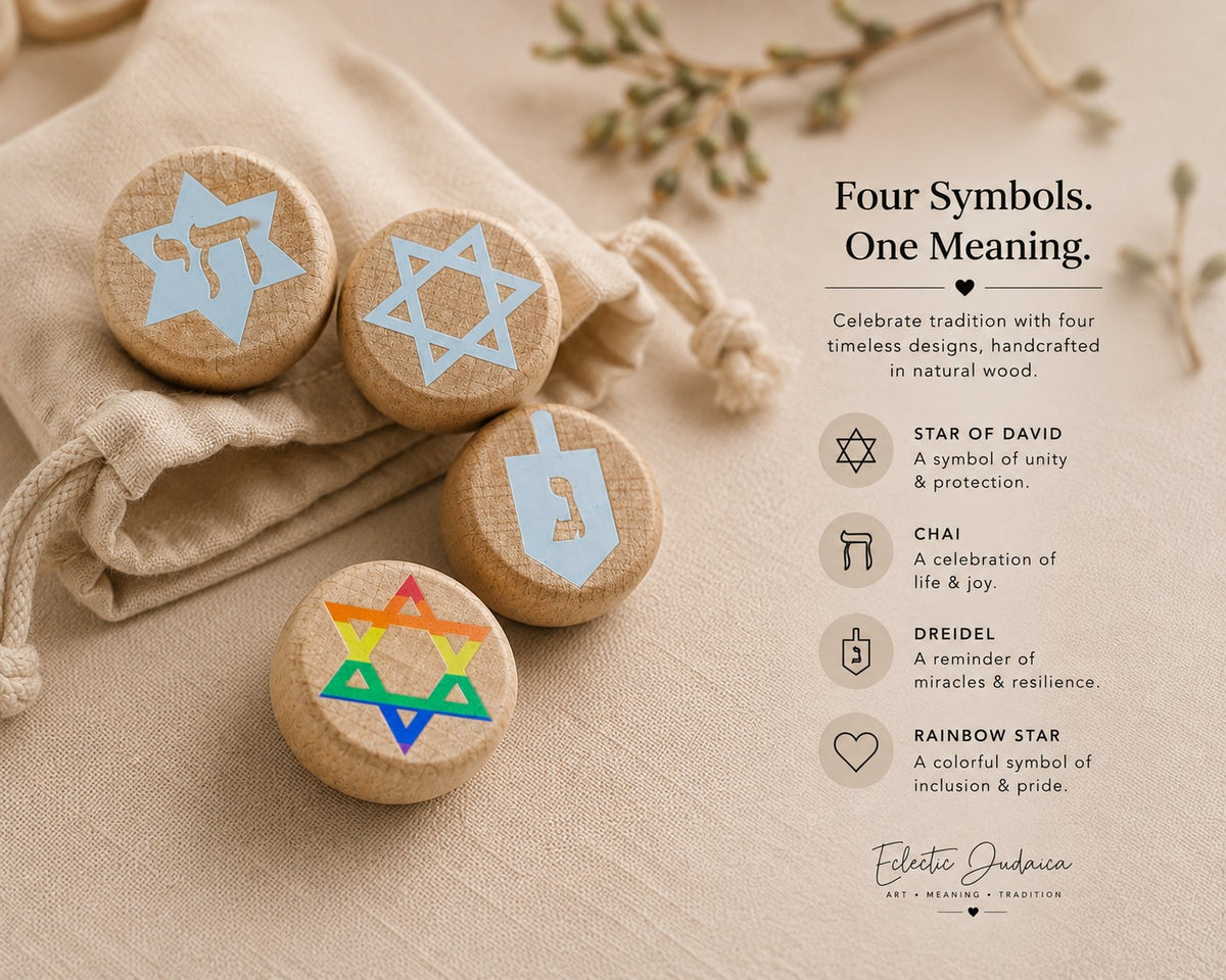 Jewish Wine Bottle Stopper, four stopper designs with meanings graphic