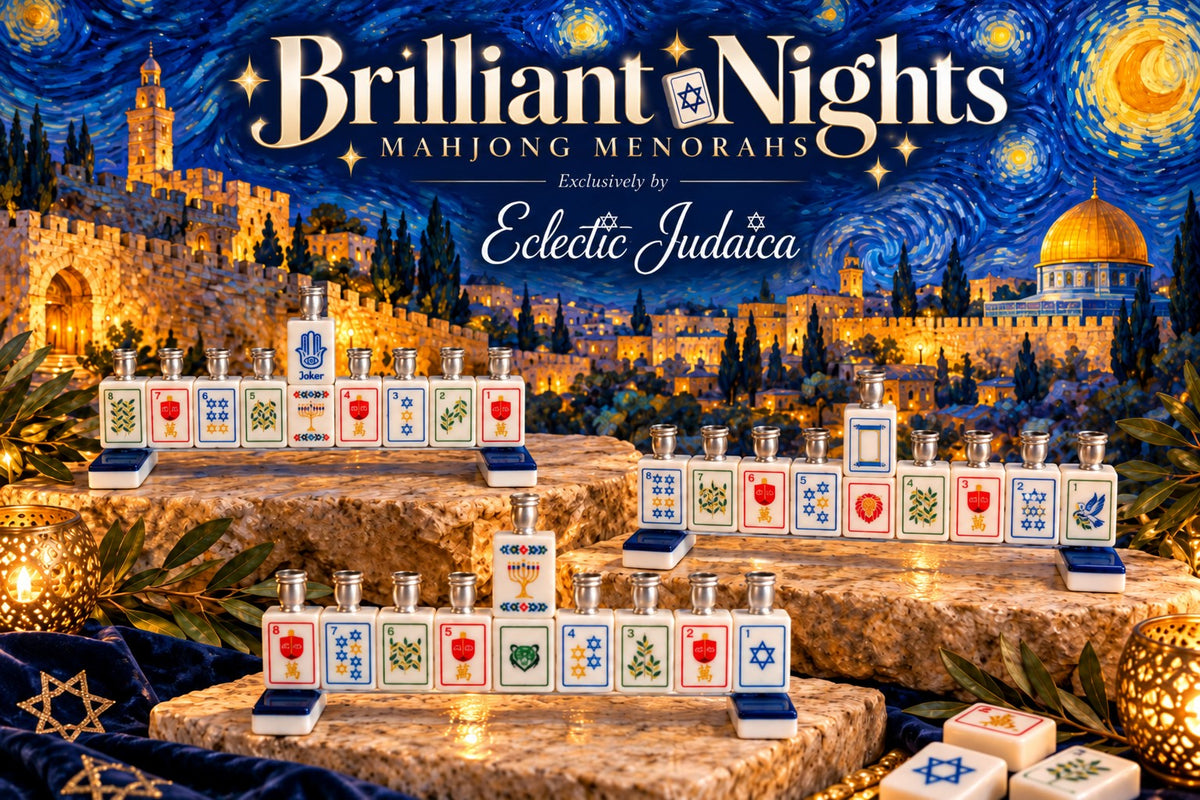 Mahjong Menorah Collection, Brilliant Nights promo graphic with several mahjong menorahs