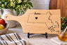 Maple board engraved with a Massachusetts outline and Home