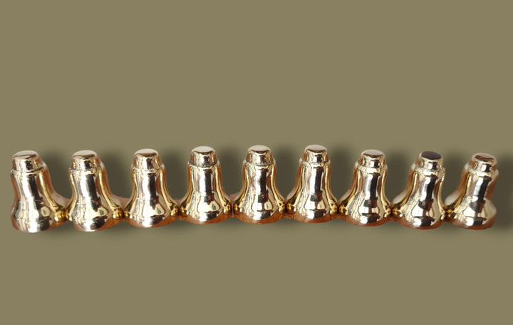 Menorah Candle Drip Cups Silver Gold Color, row of gold drip cups