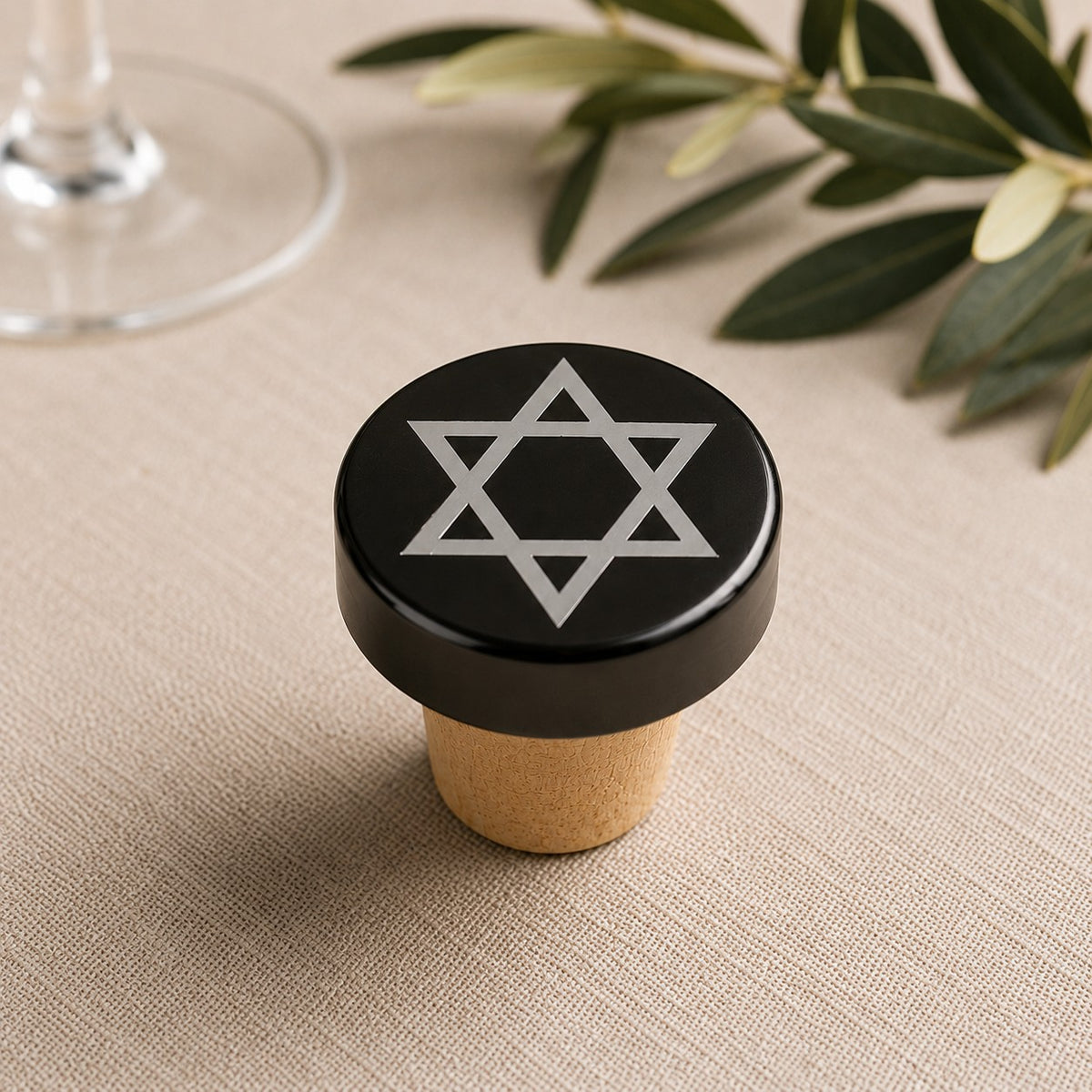 Black metallic Star of David stopper